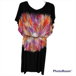 New York & Co Womens  Multi- Burst Color Dress Size L